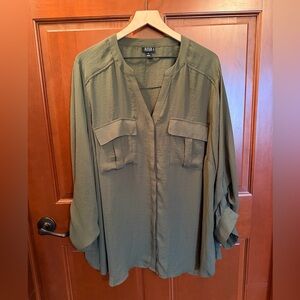 a.n.a Olive Green Button Down Shirt